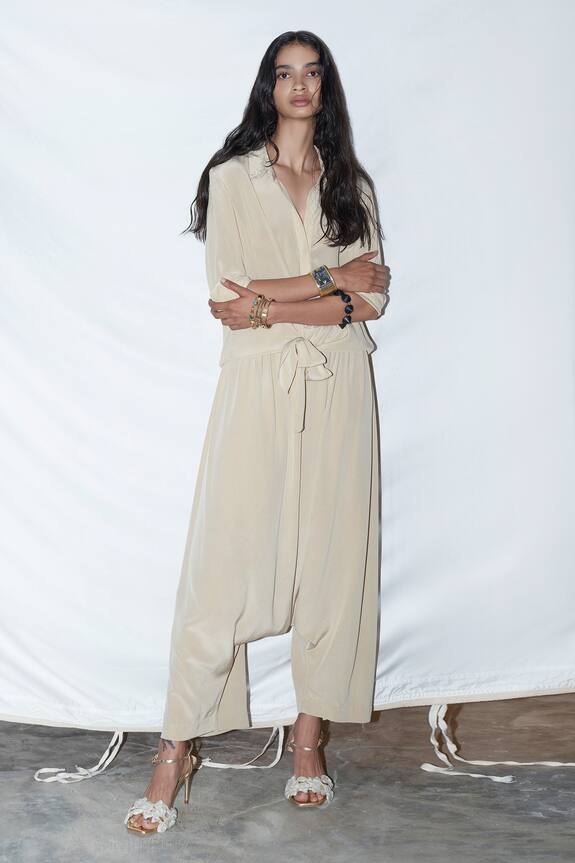 Anamika Khanna Silk Knotted Shirt & Pant Set
