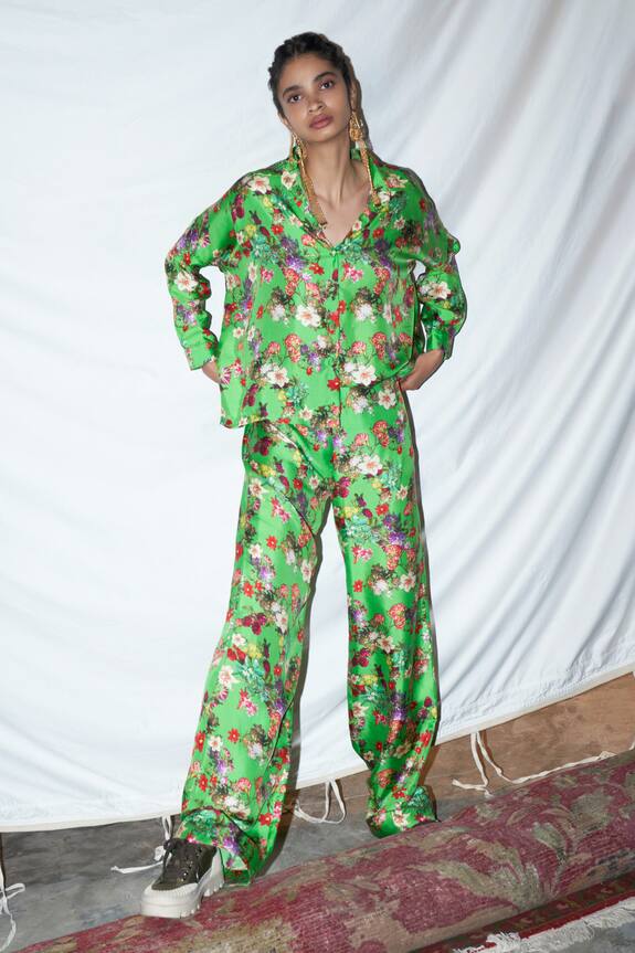 Anamika Khanna Silk Printed Shirt & Pant Set