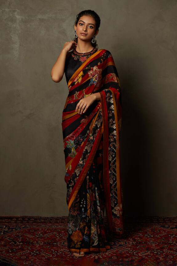 RI.Ritu Kumar Floral Embroidered Saree With Blouse