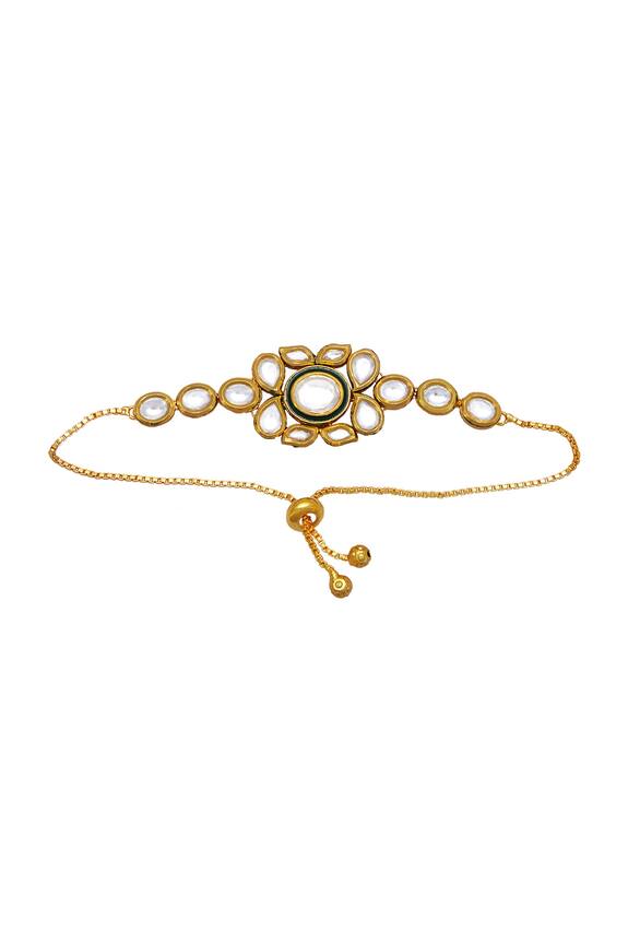 Hema Khasturi Kundan bracelet with meenakari work