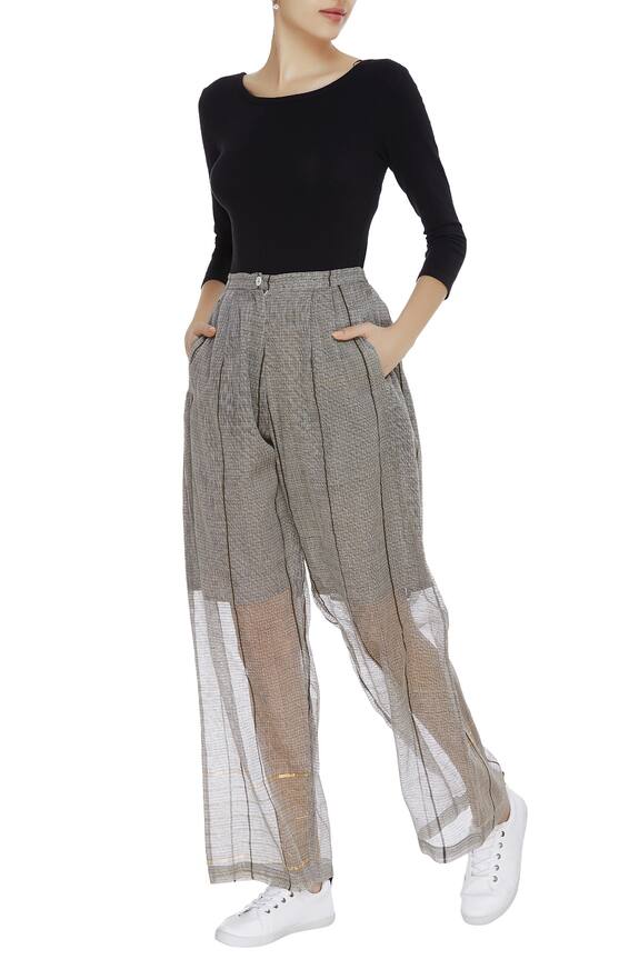 Urvashi Kaur Kota silk high waist trousers