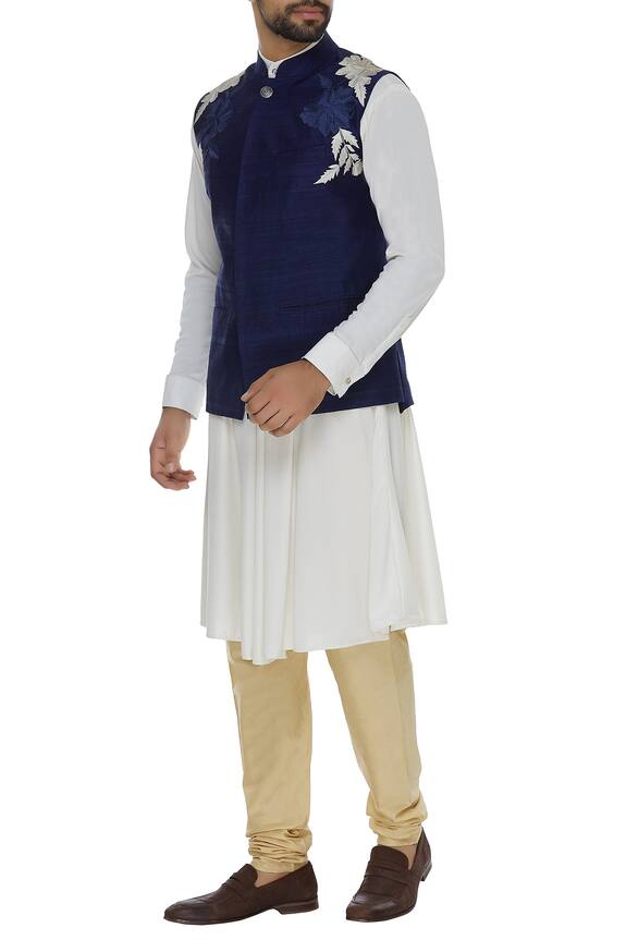 Kommal Sood Knit draped kurta with embroidered bandhgala