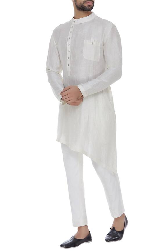 Aqube by Amber Satin linen asymmetric kurta