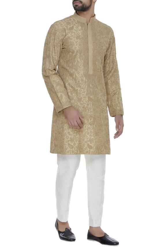 Aqube by Amber Self embroidered raw silk kurta