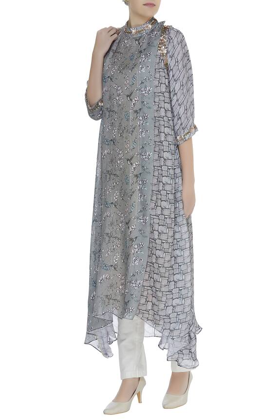 Zeel Doshi Printed asymmetric tunic with embroidery