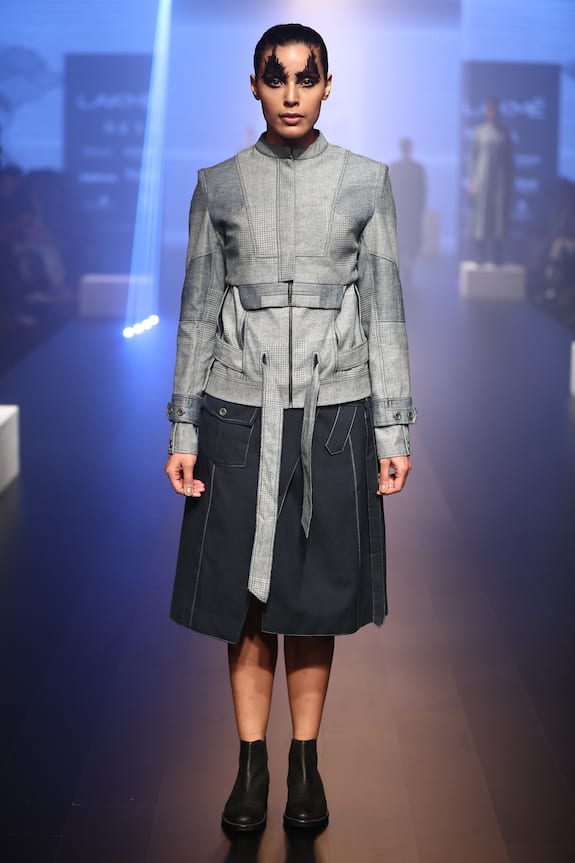 Virtuoso by Mekha and Anurag Contrast stitched knee length skirt