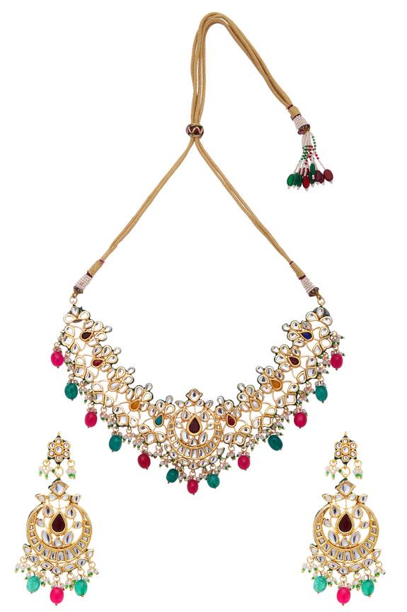Posh by Rathore Kundan & faux pearls necklace & earring set