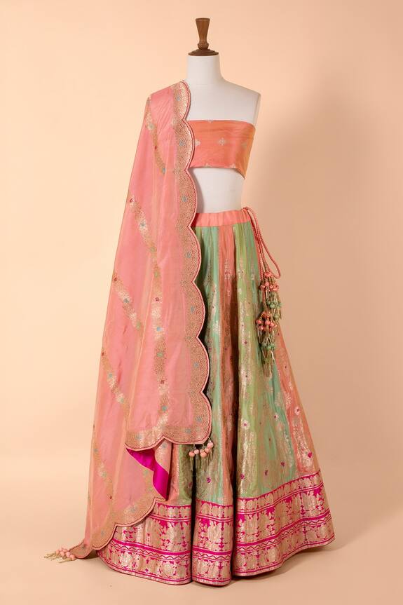 Ekaya Handwoven Silk Lehenga With Unstitched Blouse Fabric