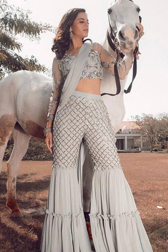 Jade By Ashima Sharara Pant Saree with Blouse