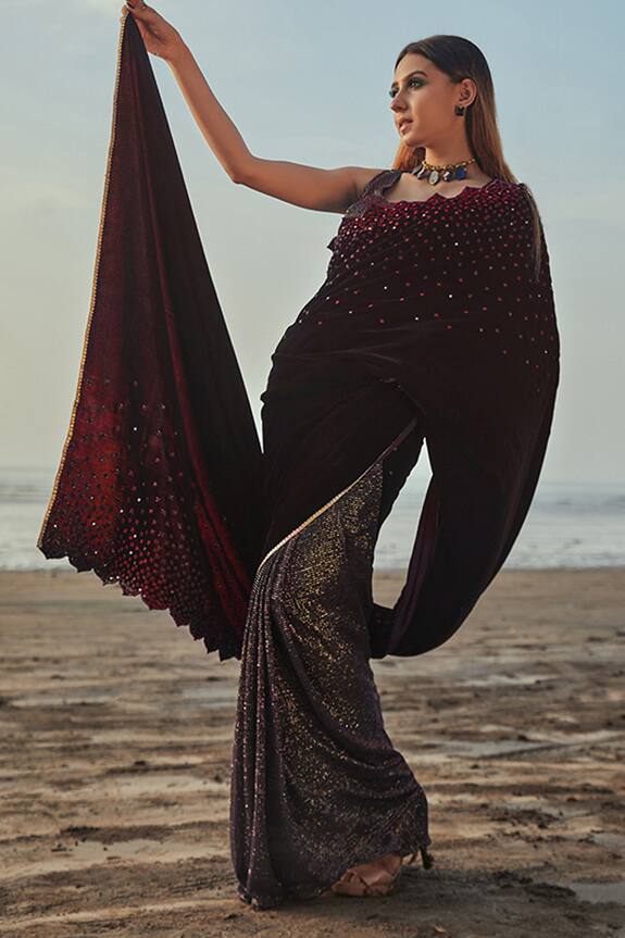 Monk & Mei Pre- Draped Saree With Blouse