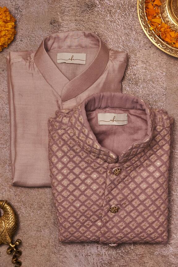 All Boy Couture Embroidered Nehru Jacket & Kurta Set