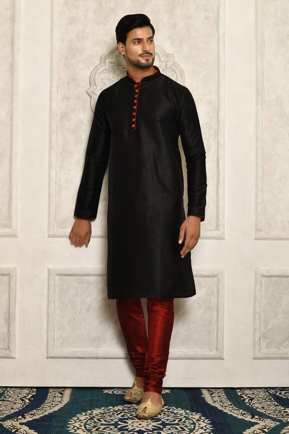 Aryavir Malhotra Mandarin Collar Straight Kurta Set