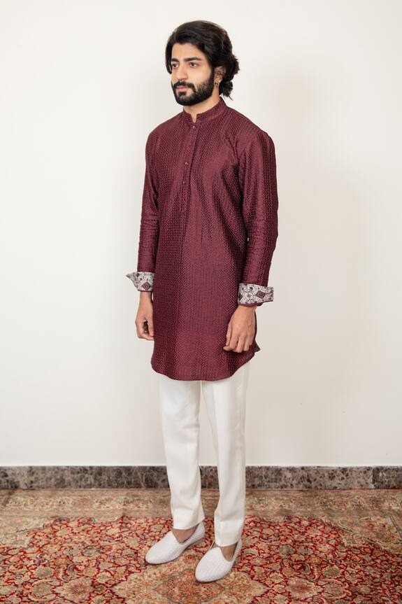 Arjan Dugal Chanderi Silk Kurta Set