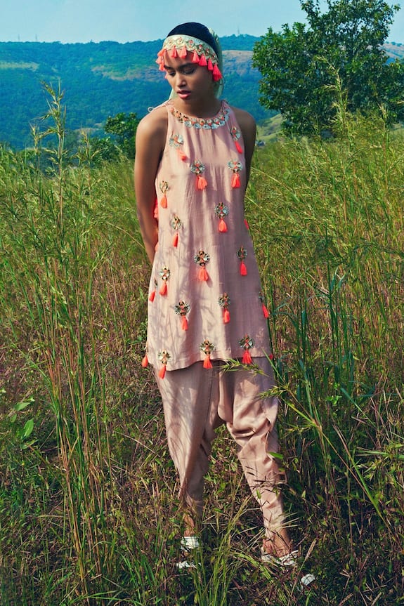 Maison Blu Silk Kurta & Dhoti Pant Set 