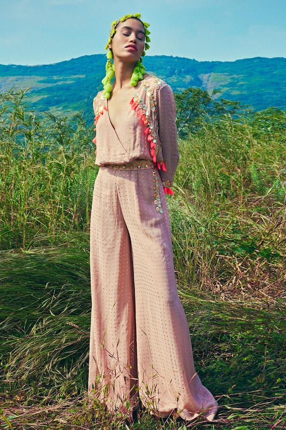 Maison Blu Silk Embroidered Jumpsuit