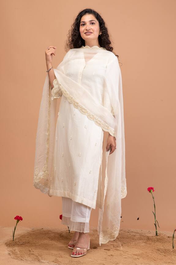 Anushka Repswal - Sewing Love Pearl Embroidered Kurta Set
