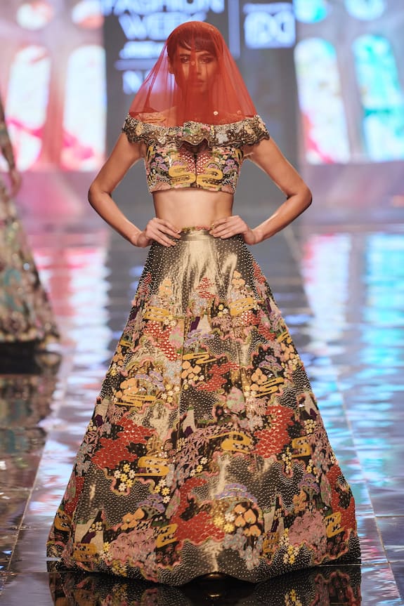 Aisha Rao Floral Motifs Lehenga Set
