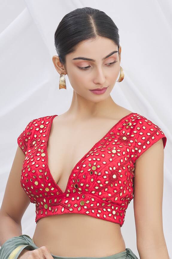 Arihant Rai Sinha Mirror Embroidered Saree Blouse