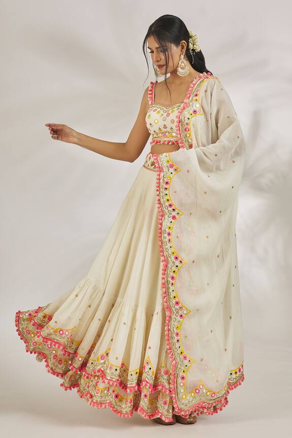 Gopi Vaid Vedika Placement Thread Embroidered Lehenga Set