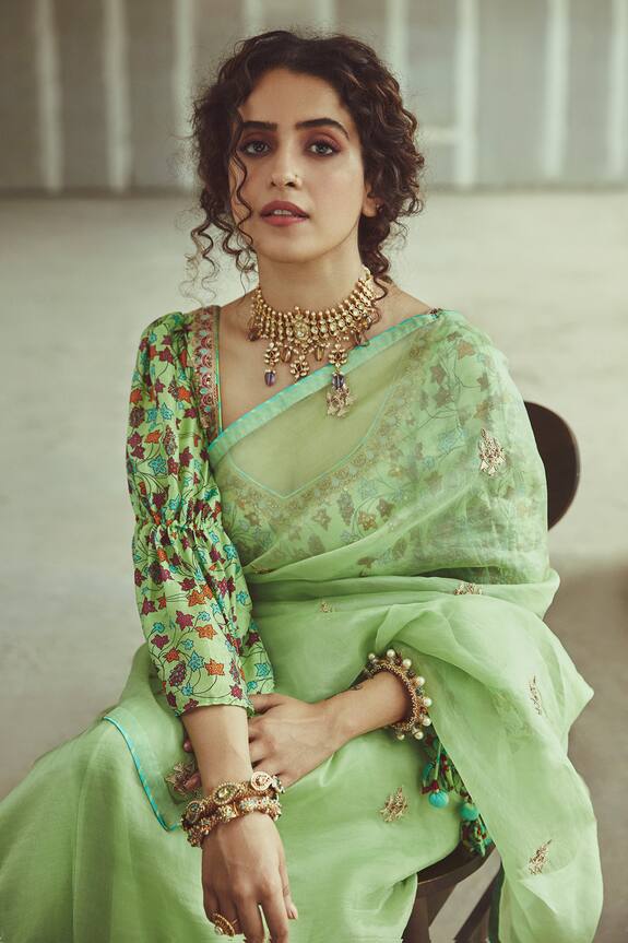 Punit Balana Embroidered Saree with Printed Blouse