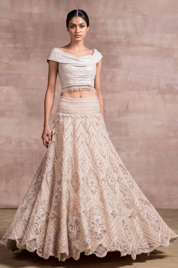 Tarun Tahiliani Draped Blouse & Lehenga Set
