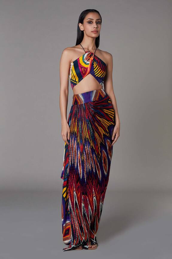 Saaksha & Kinni Abstract Print Halter Bralette