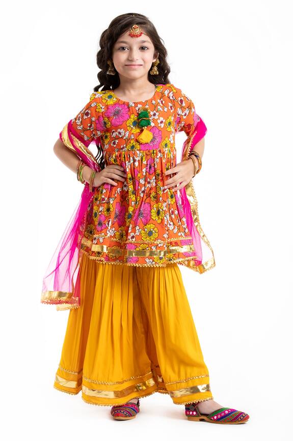 Byb Premium Printed Anarkali Sharara Set