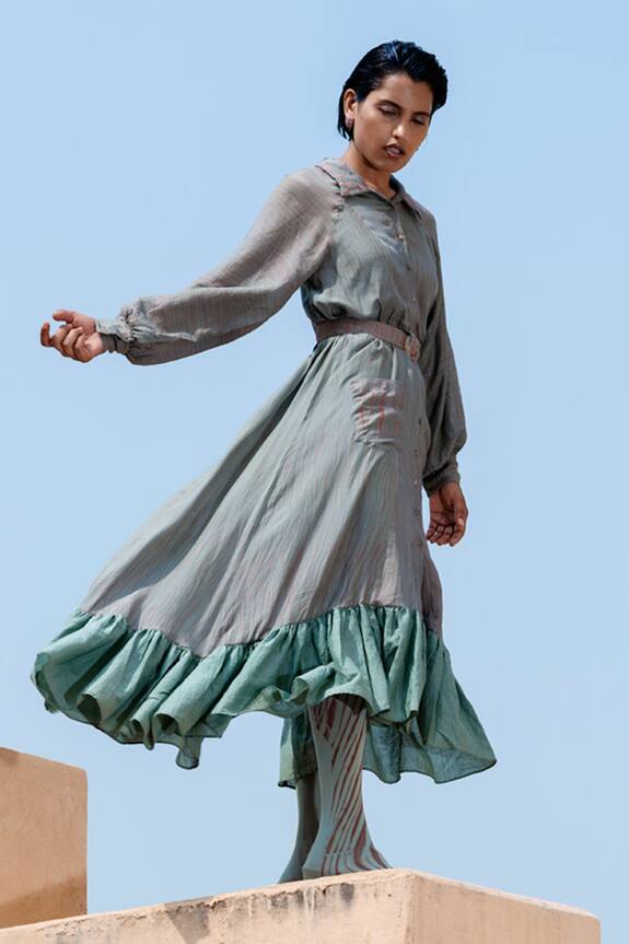 The Loom Art Pure Handwoven Silk Shibori Dress