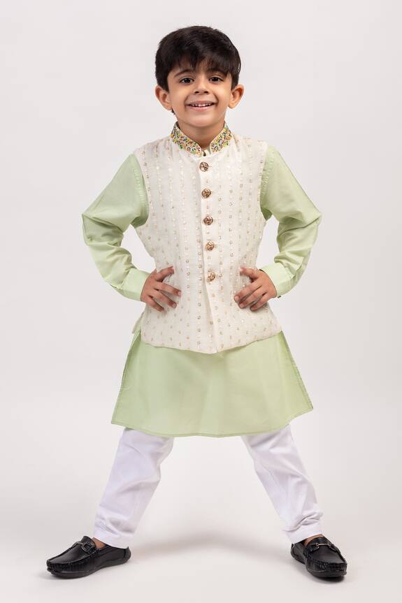 Partykles Chanderi Silk Bundi & Kurta Set