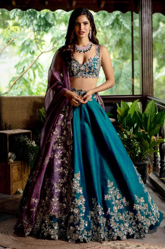 Anushree Reddy Floral Embroidered Lehenga Set