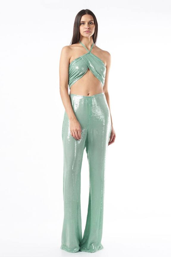 Deme by Gabriella Sequins Crop Top & Pant Set
