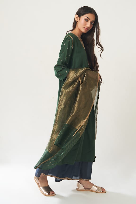 Dot Embroidered Anarkali & Palazzo Set