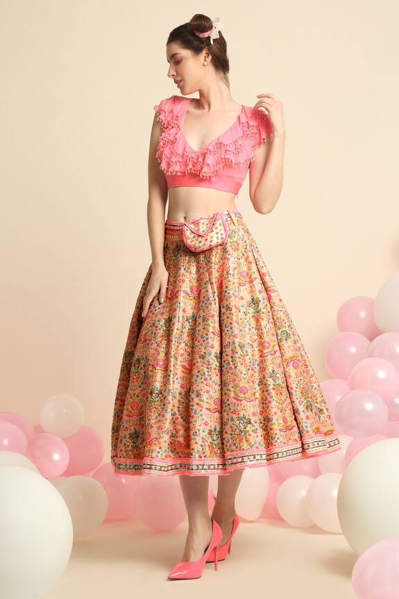 Priyanka Jain Floral Embroidered Skirt Set