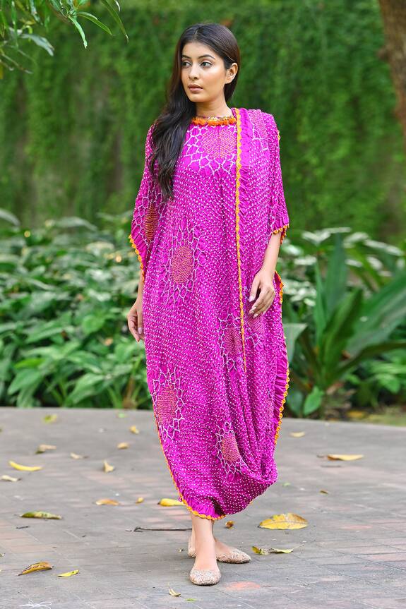 Dyelogue Gajji Silk Bandhani Draped Dress