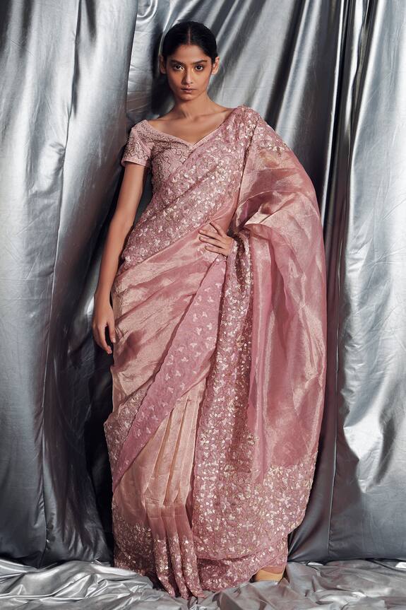 Dev R Nil Floral Embroidered Saree
