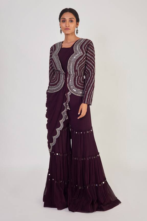 Onaya Embroidered Pant Saree With Jacket