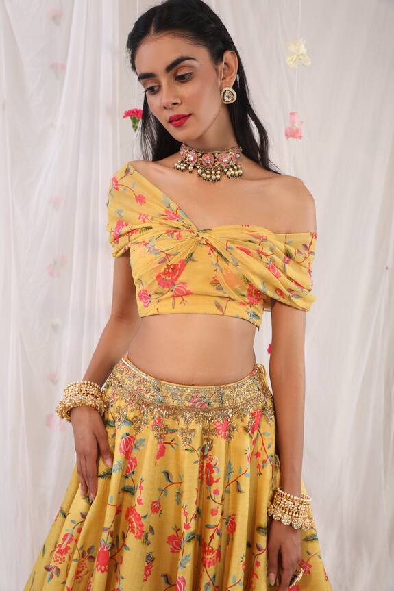 Esha Koul Draped Floral Print Blouse