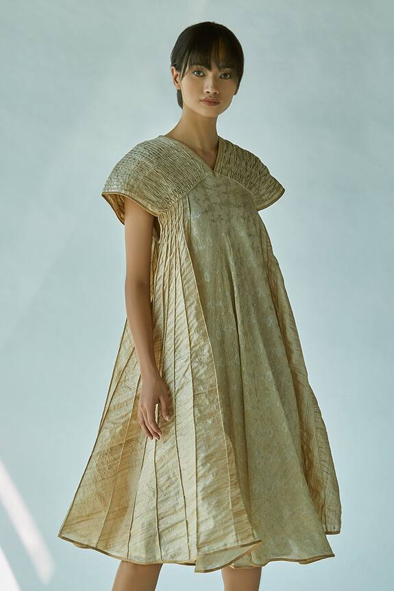 Ek Katha Handloom Cotton Tussar Silk Dress