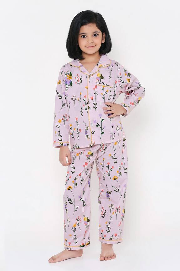 Knitting Doodles Cotton Floral Print Night Suit