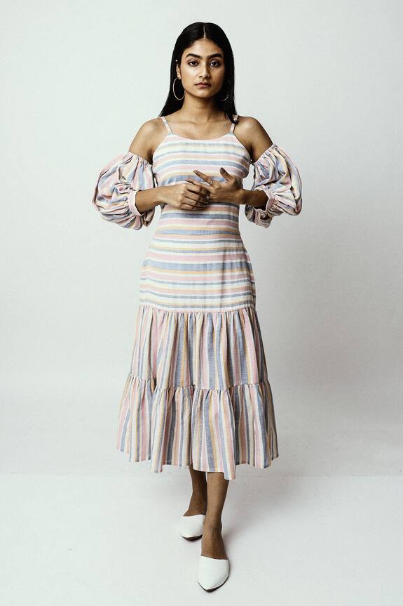 Joskai Studio Striped Tiered Dress