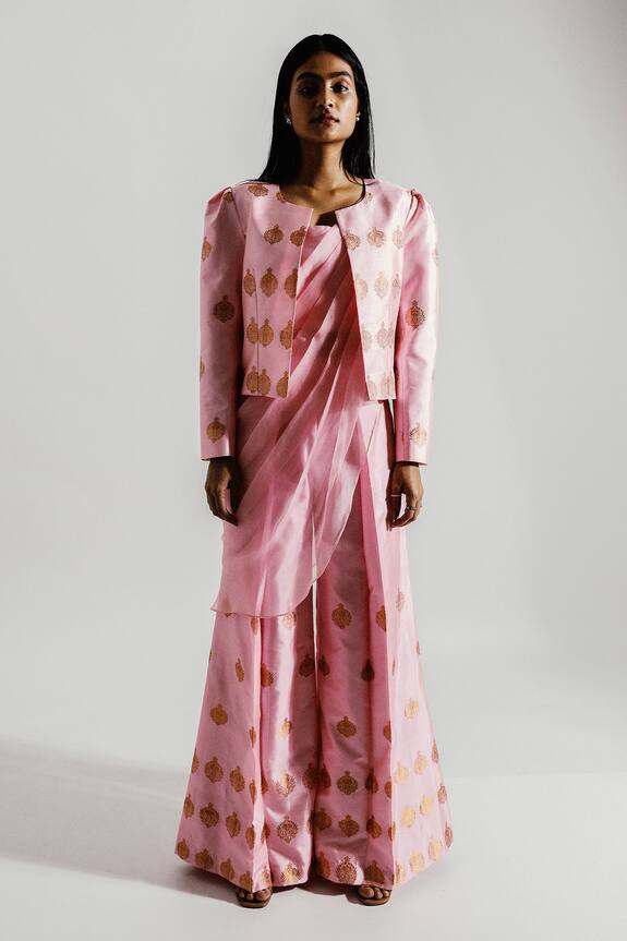 Joskai Studio Pre-Draped Pant Saree Set & Jacket
