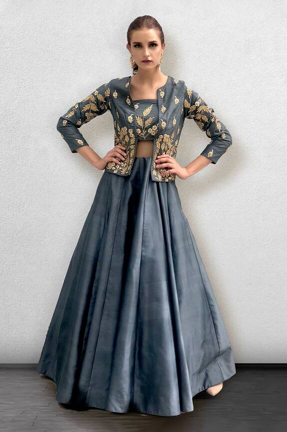 Jade By Ashima Silk Chanderi Gown with Jacket