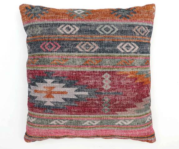 Gharghar Kilim Print Square Shape Cushion Cover