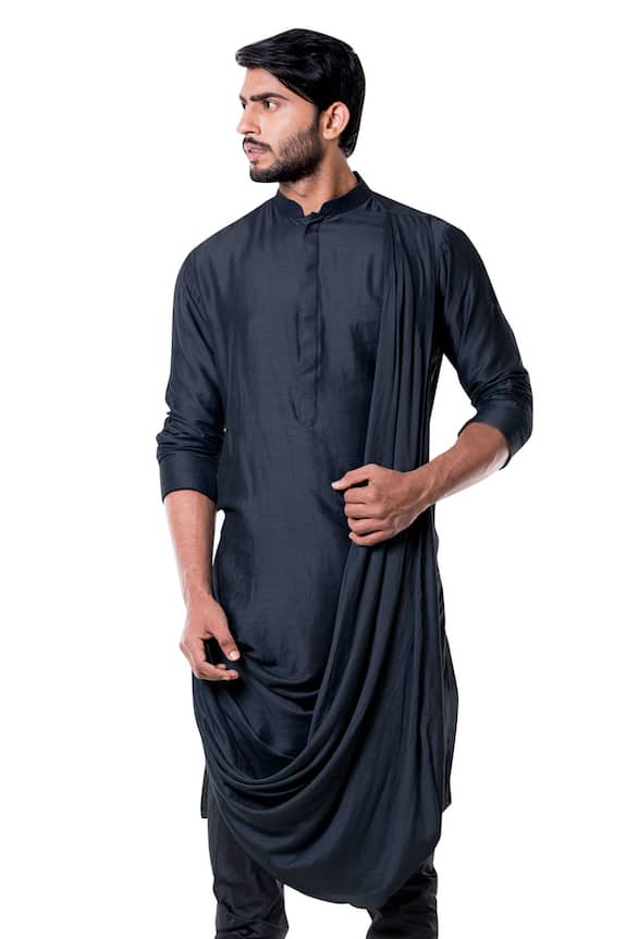 Smriti by Anju Agarwal Silk Draped Kurta Set