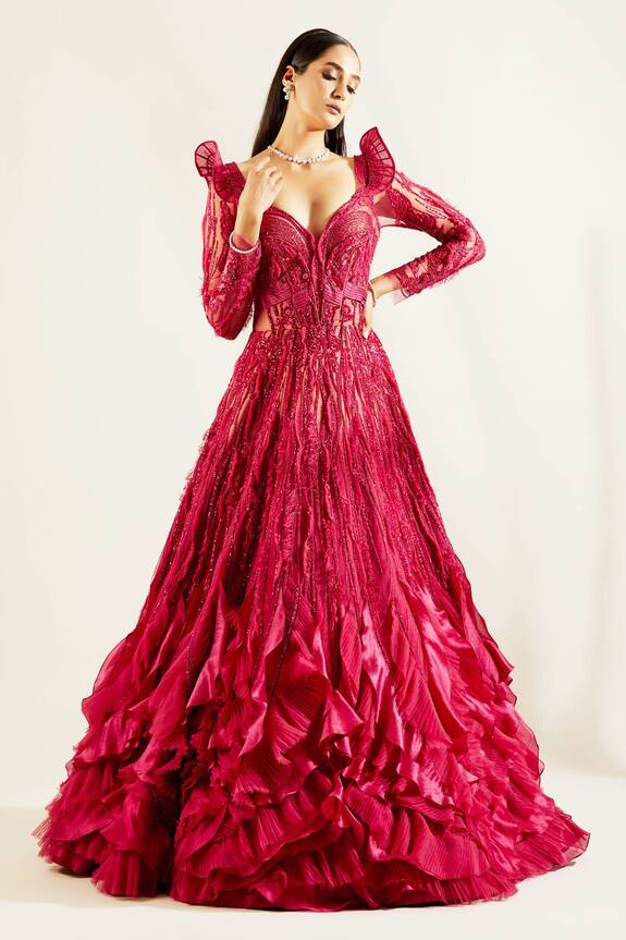 Adaara Couture Embellished Ruffle Gown