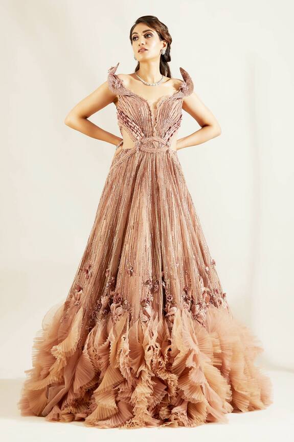Adaara Couture Embellished Ruffle Gown