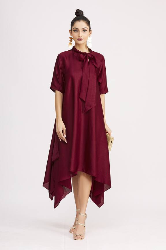 Harsh Harsh Bow Neck Handkerchief Dress
