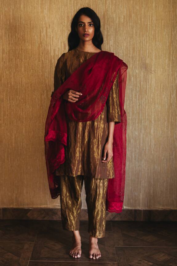 Shorshe Clothing Handloom Tissue Kurta Set