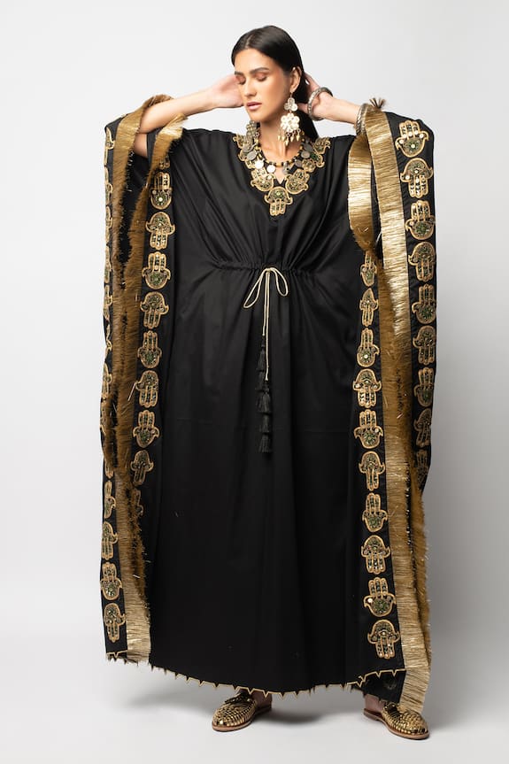 Rara Avis Hamsa Motif Embroidered Kaftan