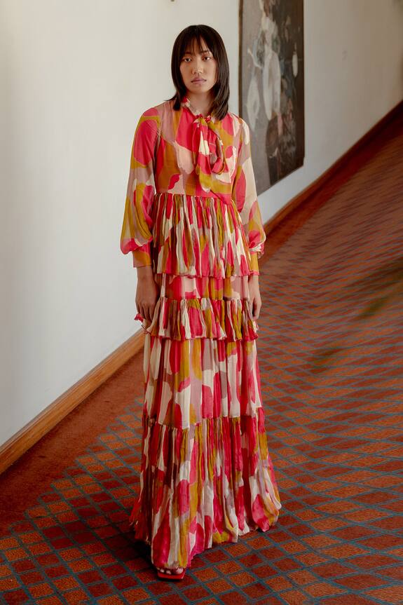 KoAi Abstract Pattern Layered Dress